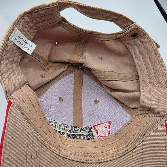 TSC Tractor Supply Co Adjustable Hat Tan Red Embroidered Logo Baseball Cap - Picture 6 of 8